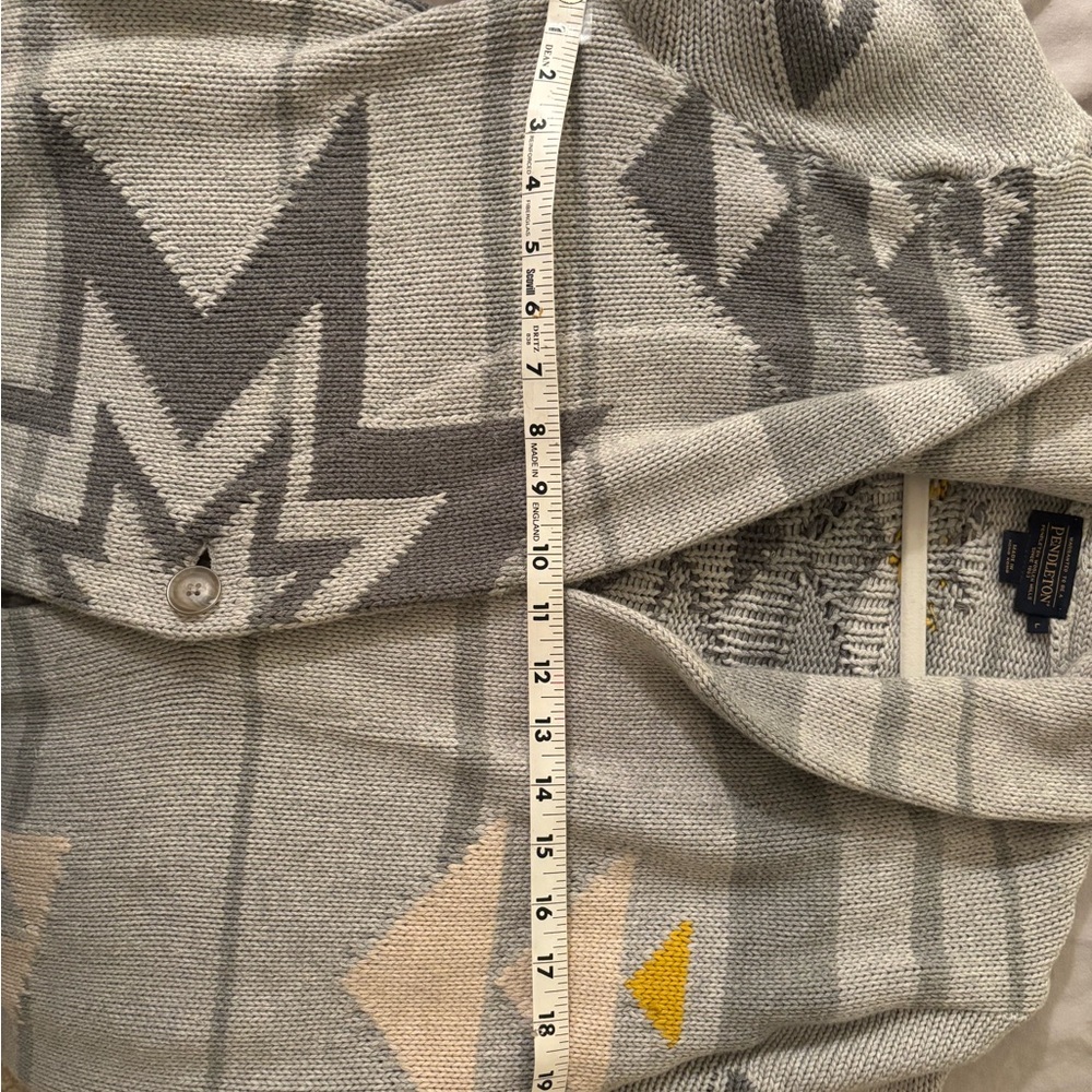 Pendleton Gray Geometric Patterned Cardigan Size … - image 8